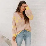 Checkerboard Magic V-Neck Sweater--SALE ITEM