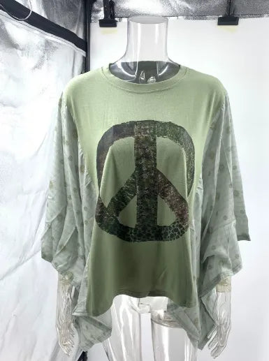 Peace Out Flutter Sleeve Top