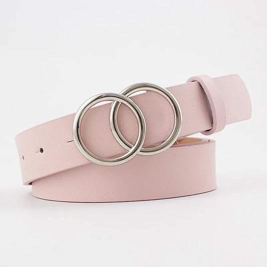 Pastel Pink Belt with Silver Buckle