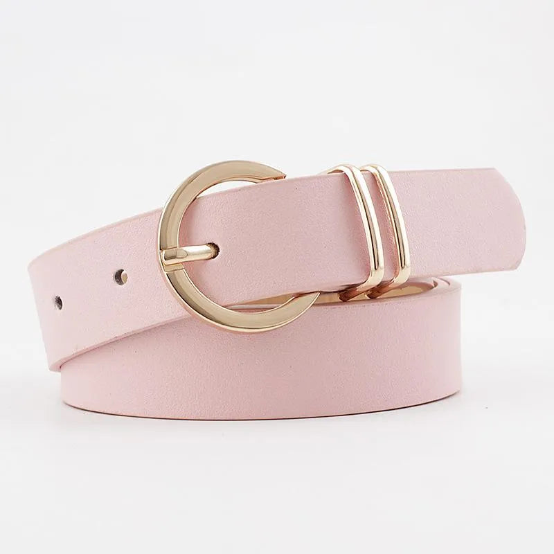 Pastel Pink Belt with Gold Buckle