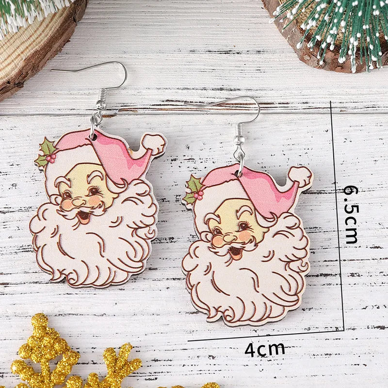 Santa Face Earrings-Pink