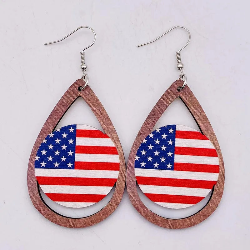 Patriotic Earrings- US Flag, Tx Cows Skull, LOVE, Star