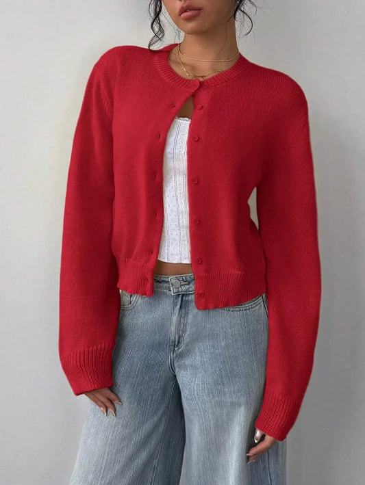 Rosy In Red Cardi
