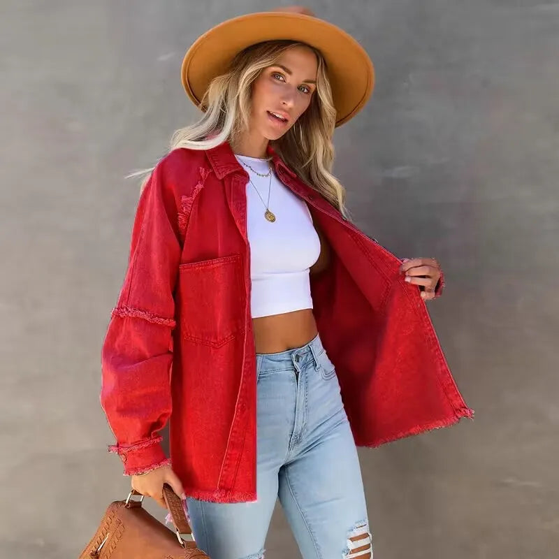 Rockin' Red Denim Shacket