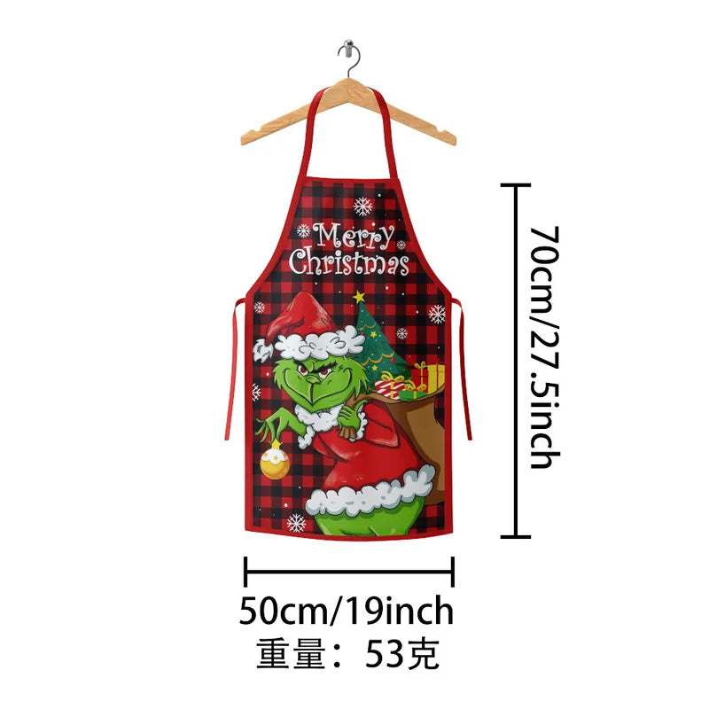 Grinch Christmas Apron-Red Plaid