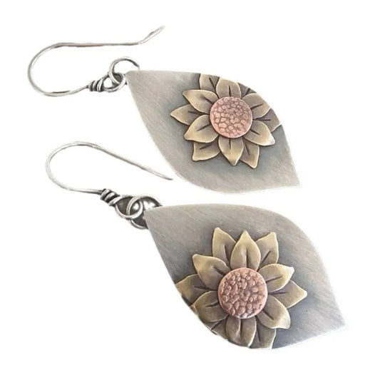Retro Sunflower Alloy Earrings