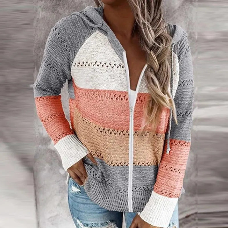 Playing It Up Short Cardigan-Orange/Gray