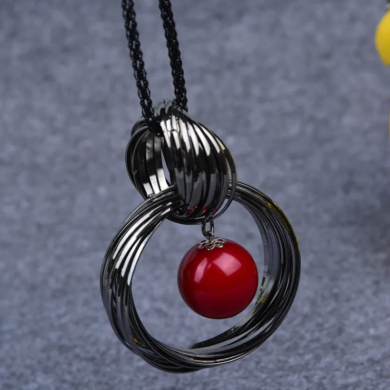 Gun Grey Necklace with Red Ball