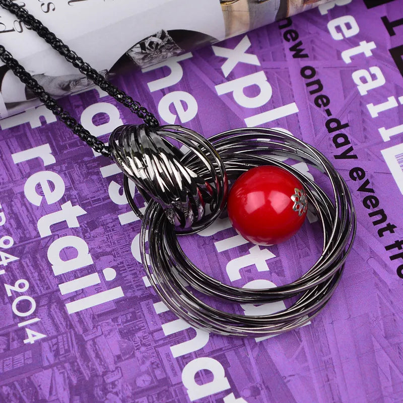Gun Grey Necklace with Red Ball