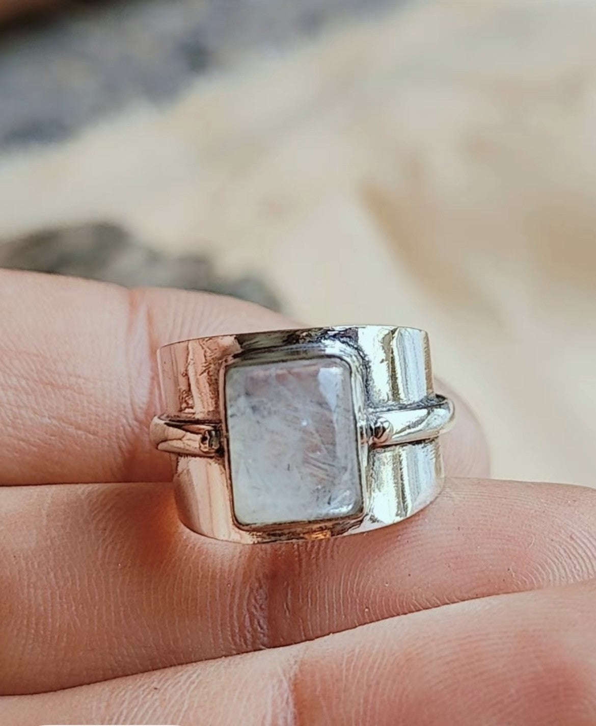 Silver Moonstone Ring
