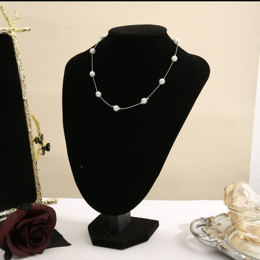 Delica Pearl Necklace-Silver