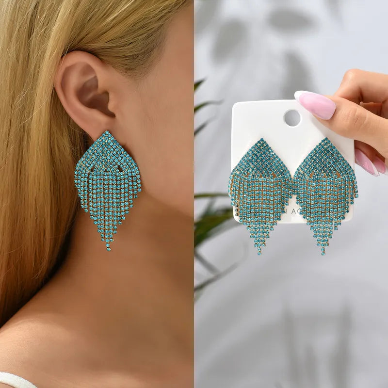 Turquoise Rhinestone Earrings