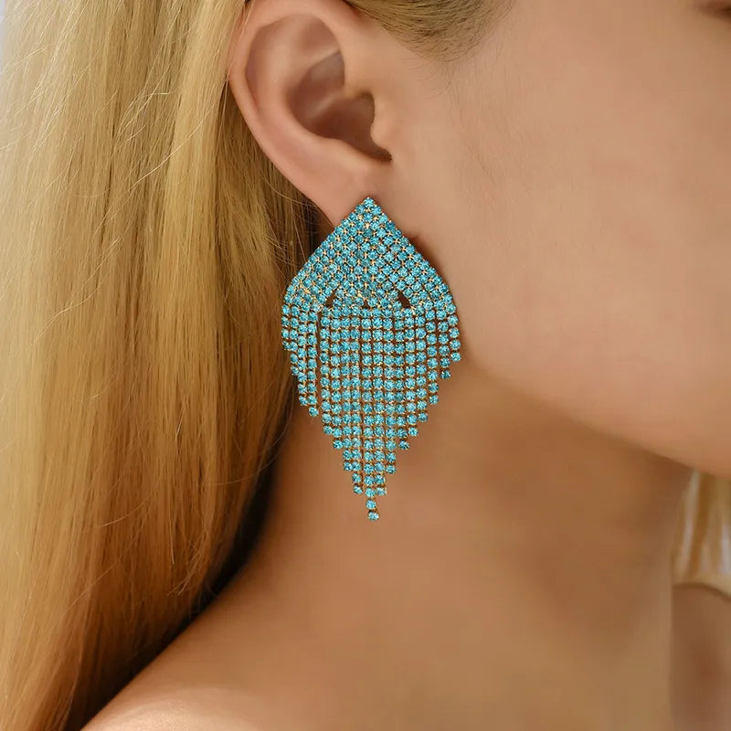 Turquoise Rhinestone Earrings