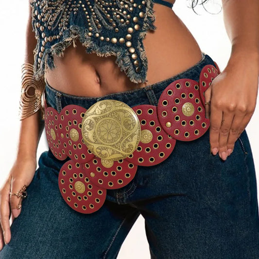 Retro Belt-WIne with Bronze Buckle