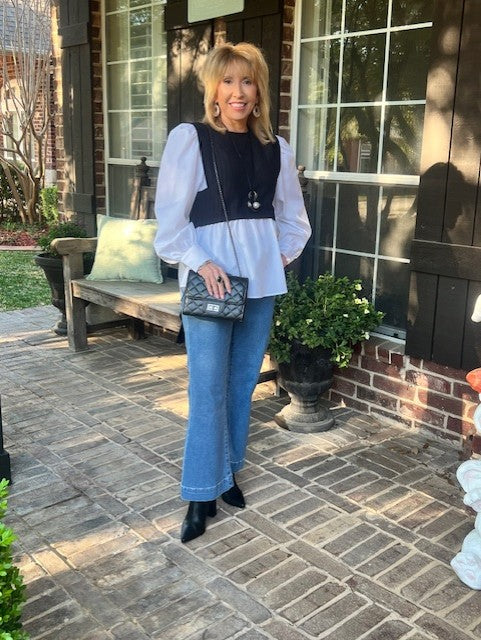Ebony and Ivory Top/Contrast Blouse