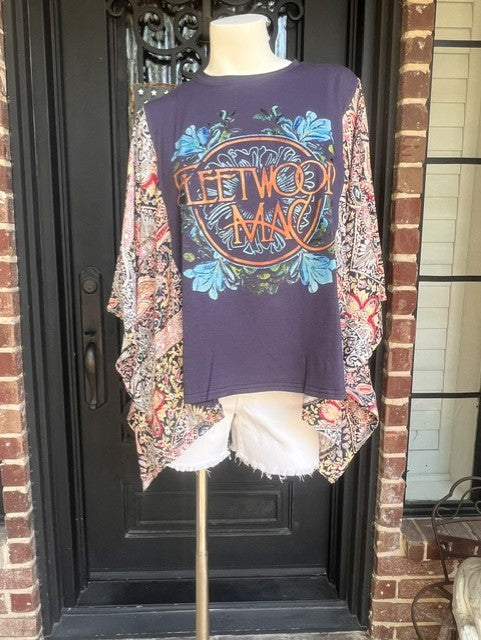 Fleetwood Mac Concert Flutter Sleeve Top - Blue