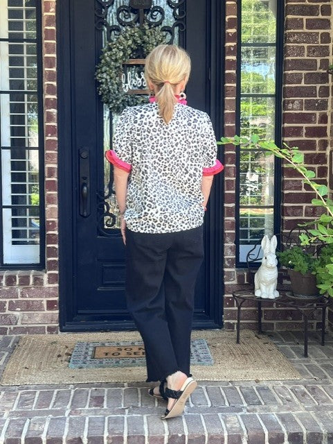Rachel in Red and Pink Ruffle Top