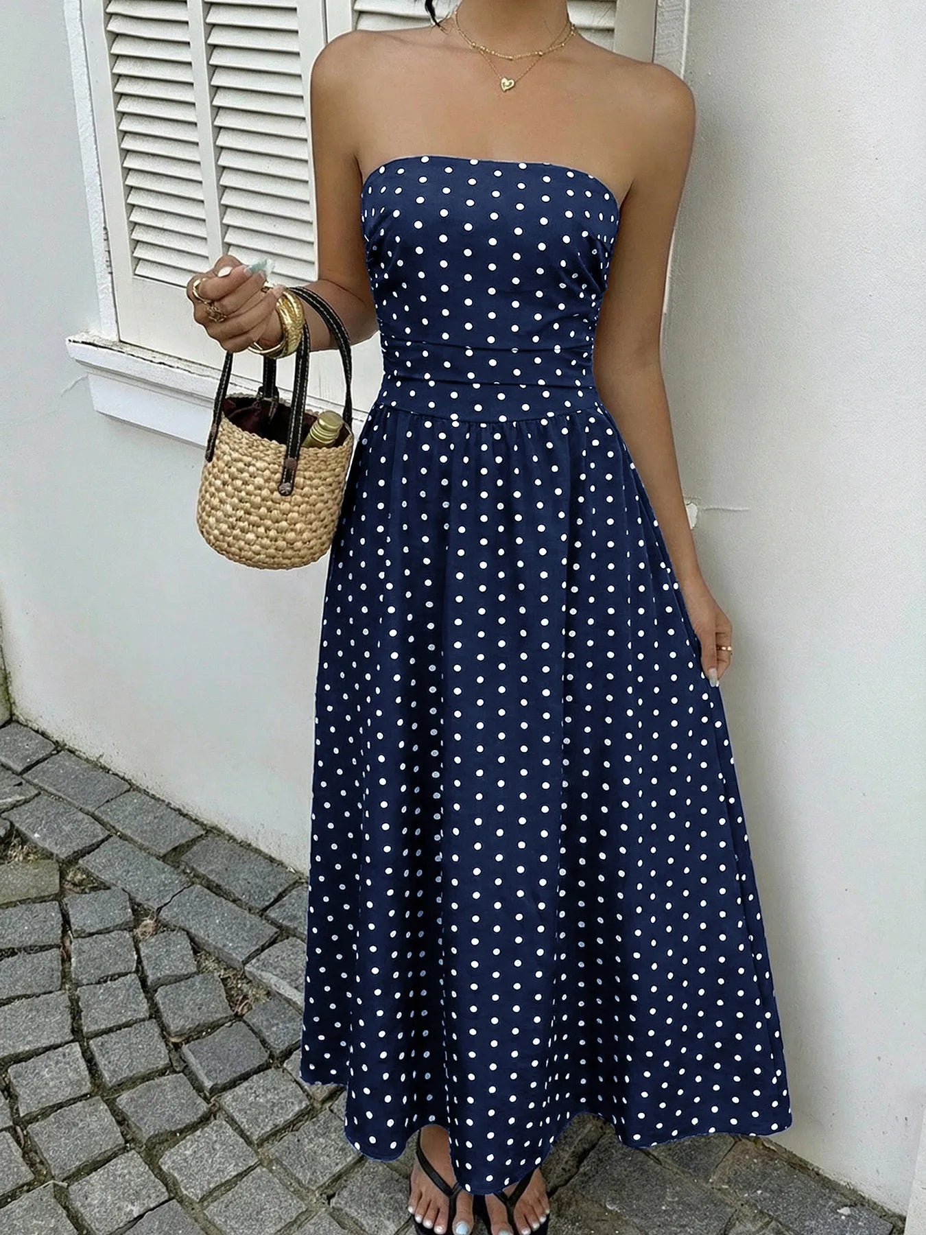 Bentley in Blue Strapless Dress