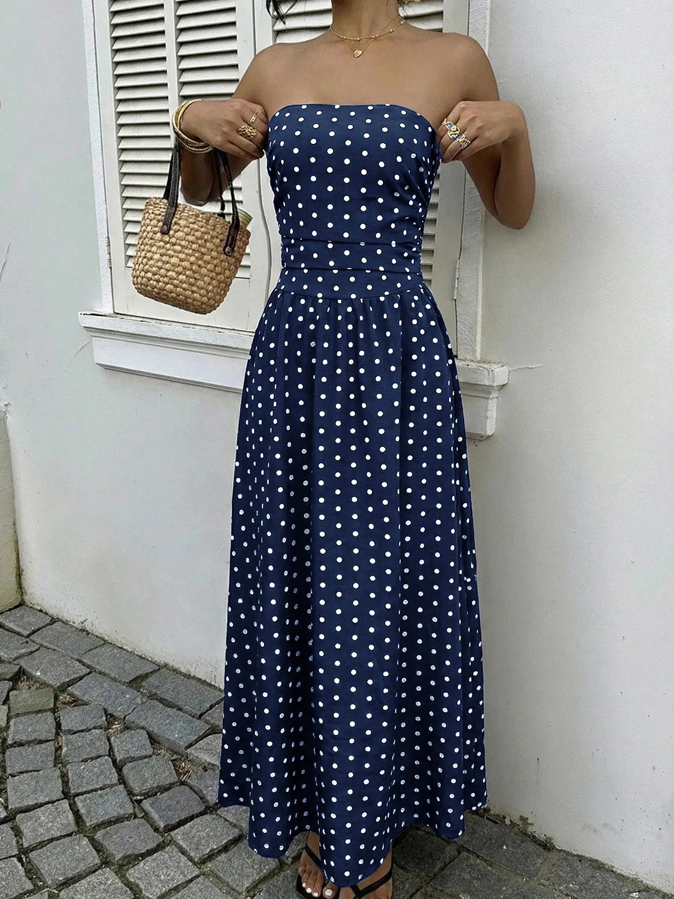 Bentley in Blue Strapless Dress