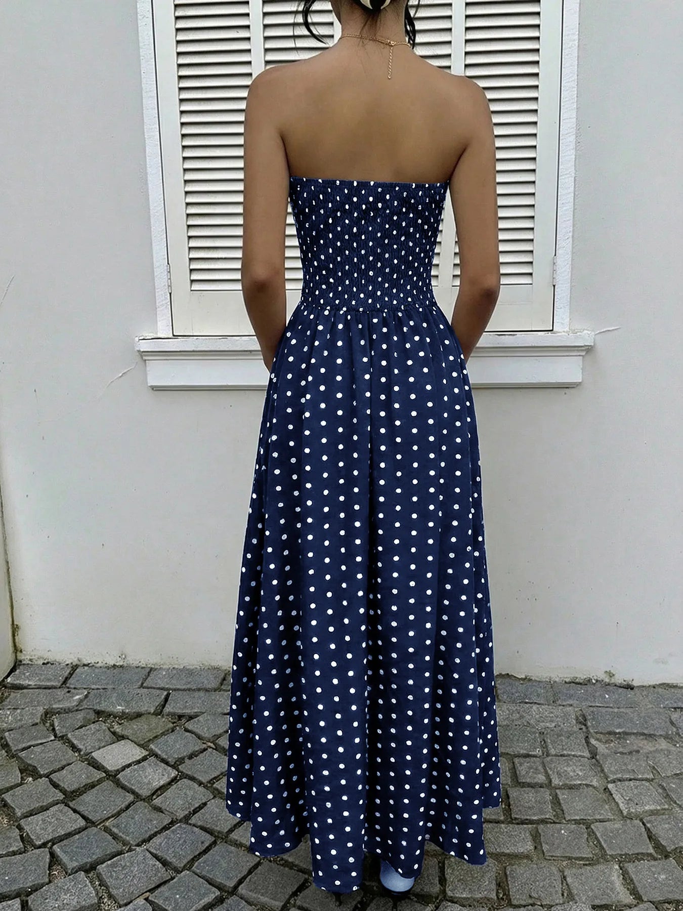 Bentley in Blue Strapless Dress