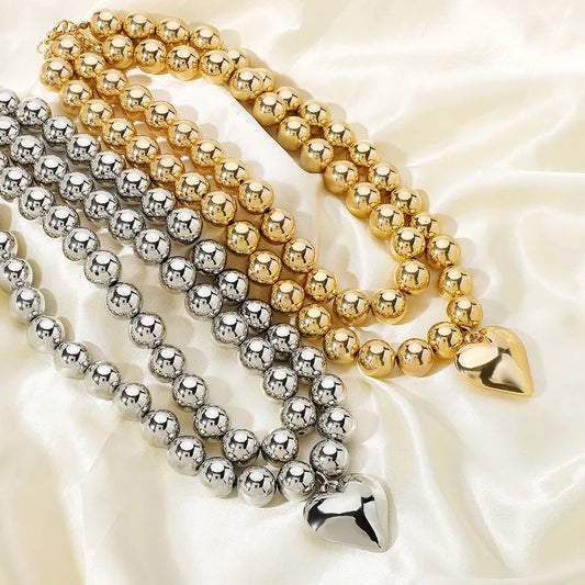 Double Strand Heart Necklace-Silver or Gold