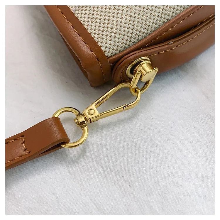 Color Splice Summer Handbag-Light Brown/Beige