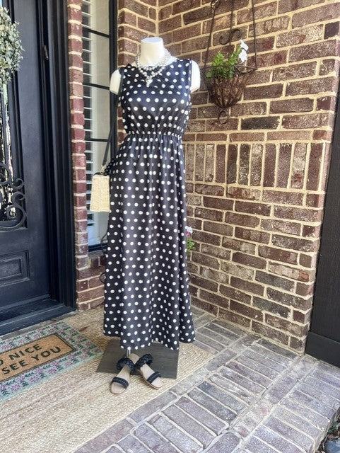 Pretty Woman Polka Dot Dress-Black