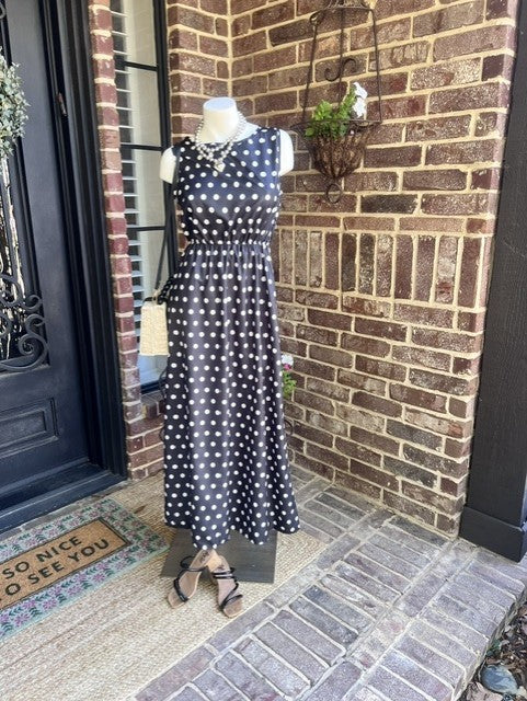 Pretty Woman Polka Dot Dress-Black