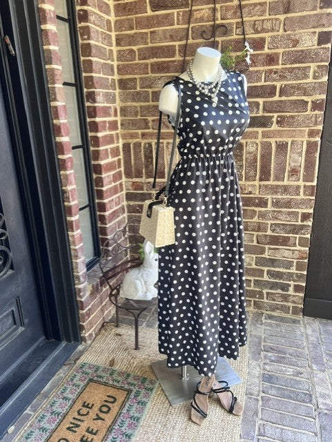 Pretty Woman Polka Dot Dress-Black