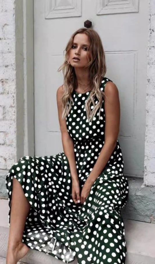 Pretty Woman Polka Dot Dress-Black