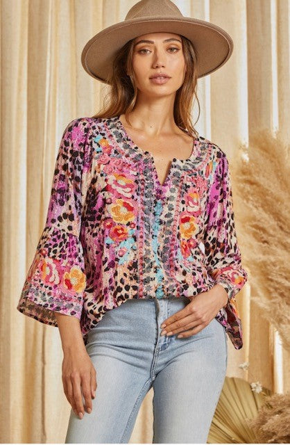 Savanna Jane Magenta Haze Top-Sm-3X