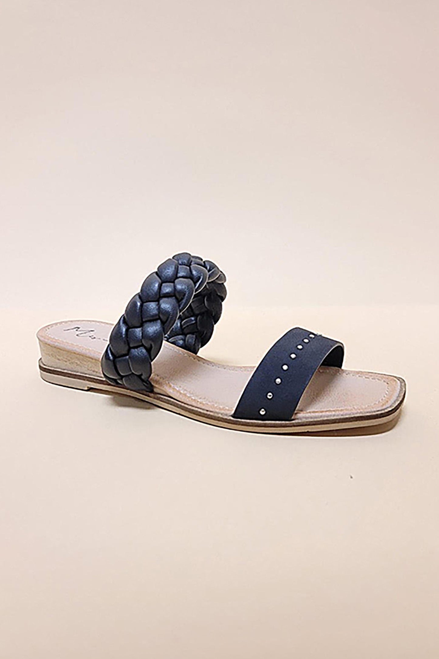 Silas Braided Slide Sandal in Black