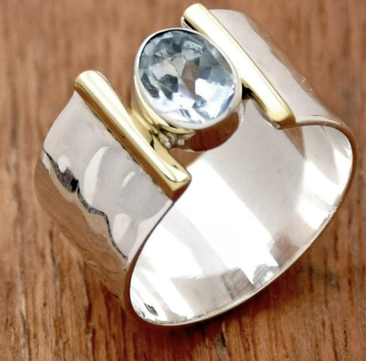 Icy Blue Silver Ring