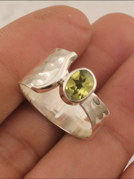 Silver Ring with Green Stone