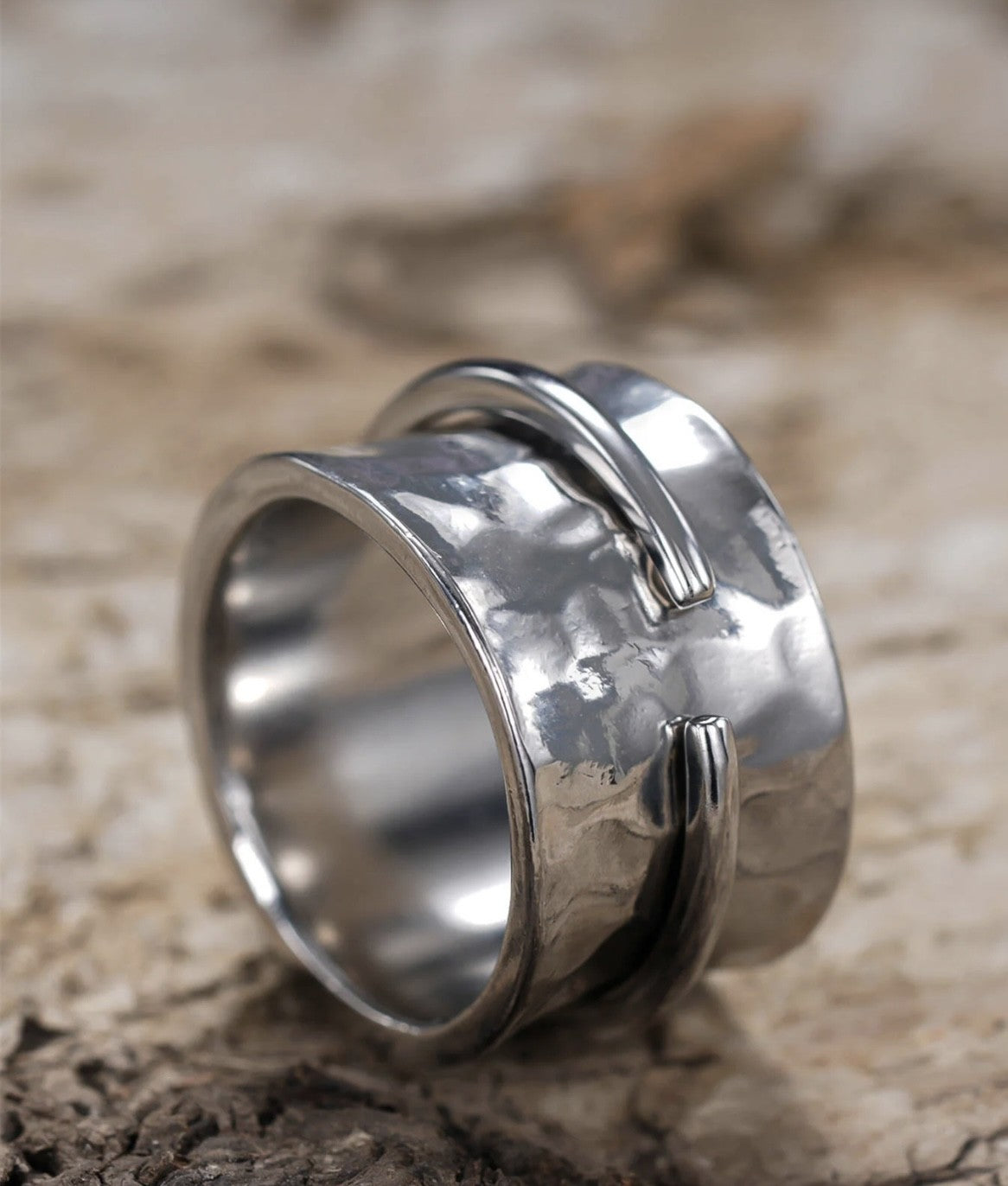 Silver Ring with Gold Heart