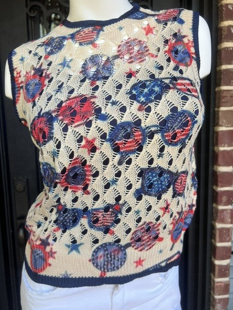 It's Shady Red, White and Blue Top