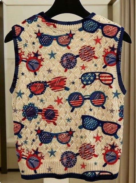 It's Shady Red, White and Blue Top