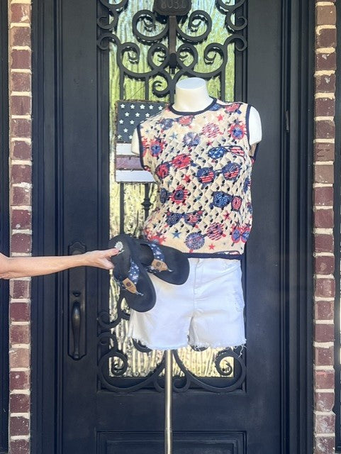 It's Shady Red, White and Blue Top