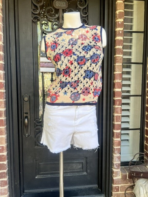 It's Shady Red, White and Blue Top