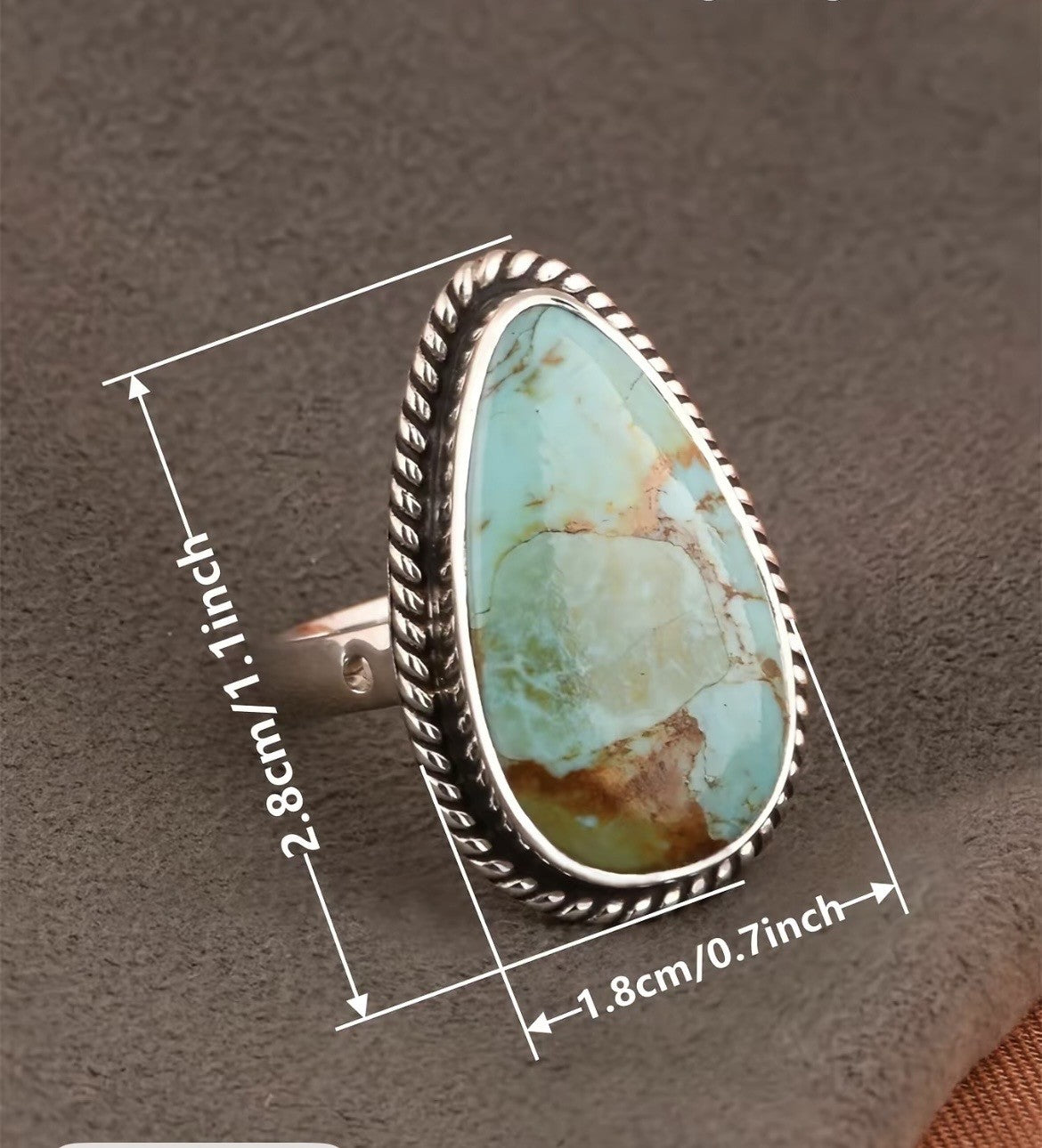 Turquoise and Silver Teardrop Ring