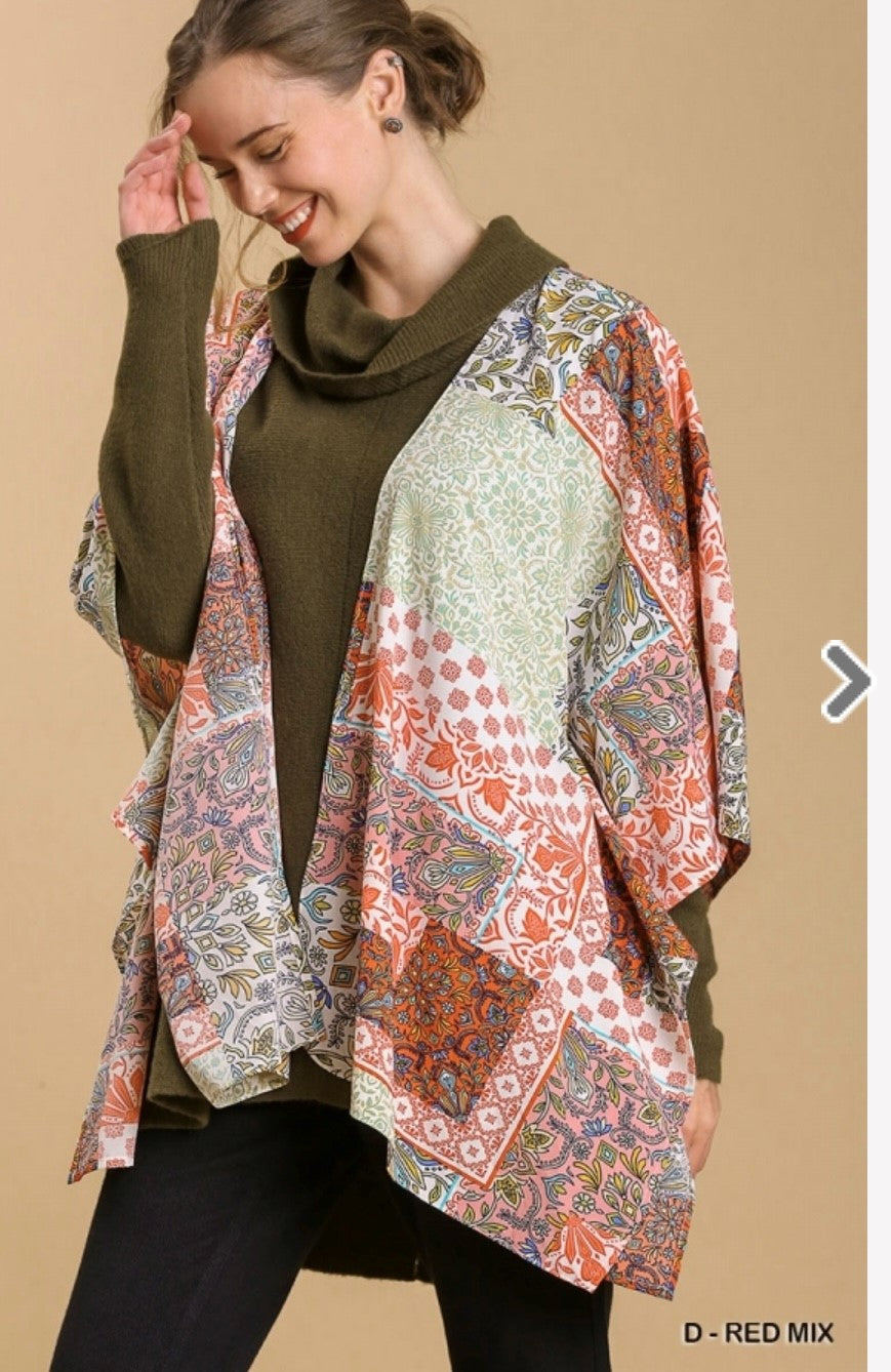 Flirty Fall Mixed Print Kimono by UMGEE