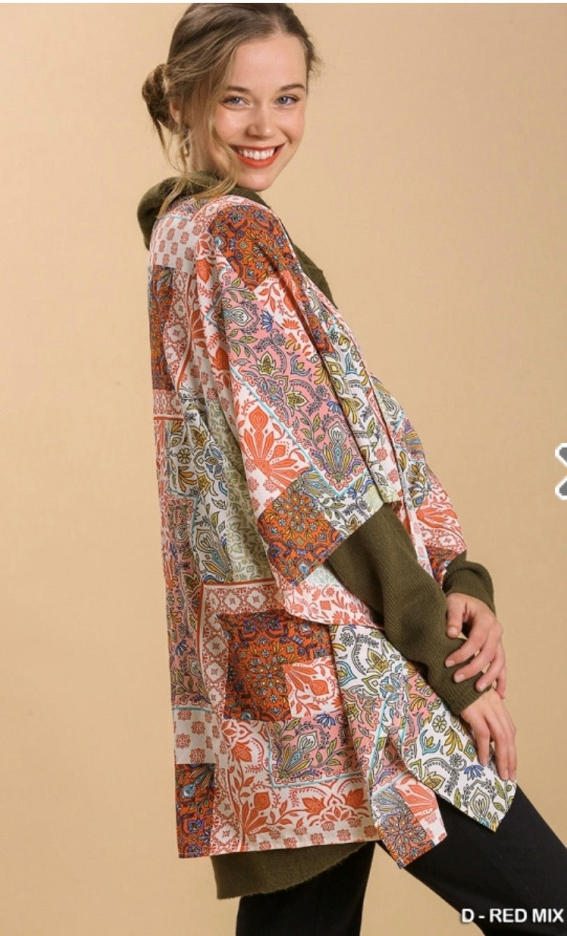 Flirty Fall Mixed Print Kimono by UMGEE