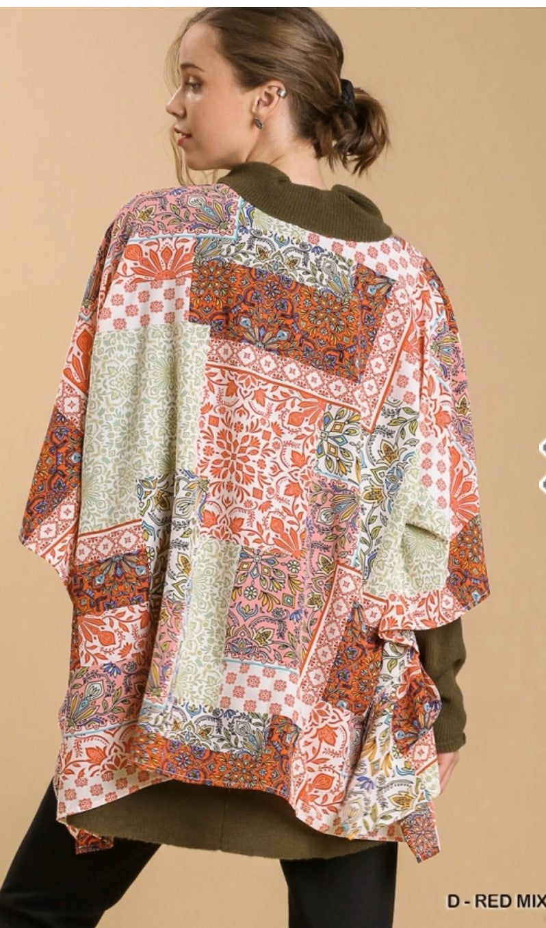 Flirty Fall Mixed Print Kimono by UMGEE