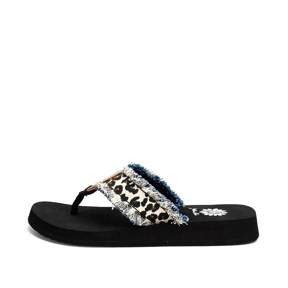 Yellow Box Cream Leopard and Denim Flipflop