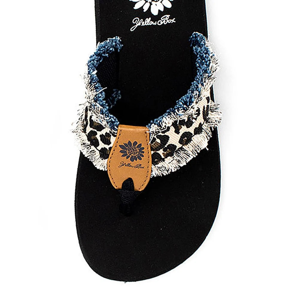 Yellow Box Cream Leopard and Denim Flipflop