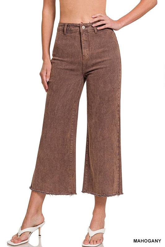 Acid Washed Frayed Hem Denim Jeans