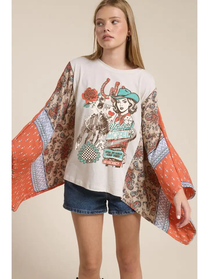 Cowgirl Up Top - Flutter Sleeve Blouse