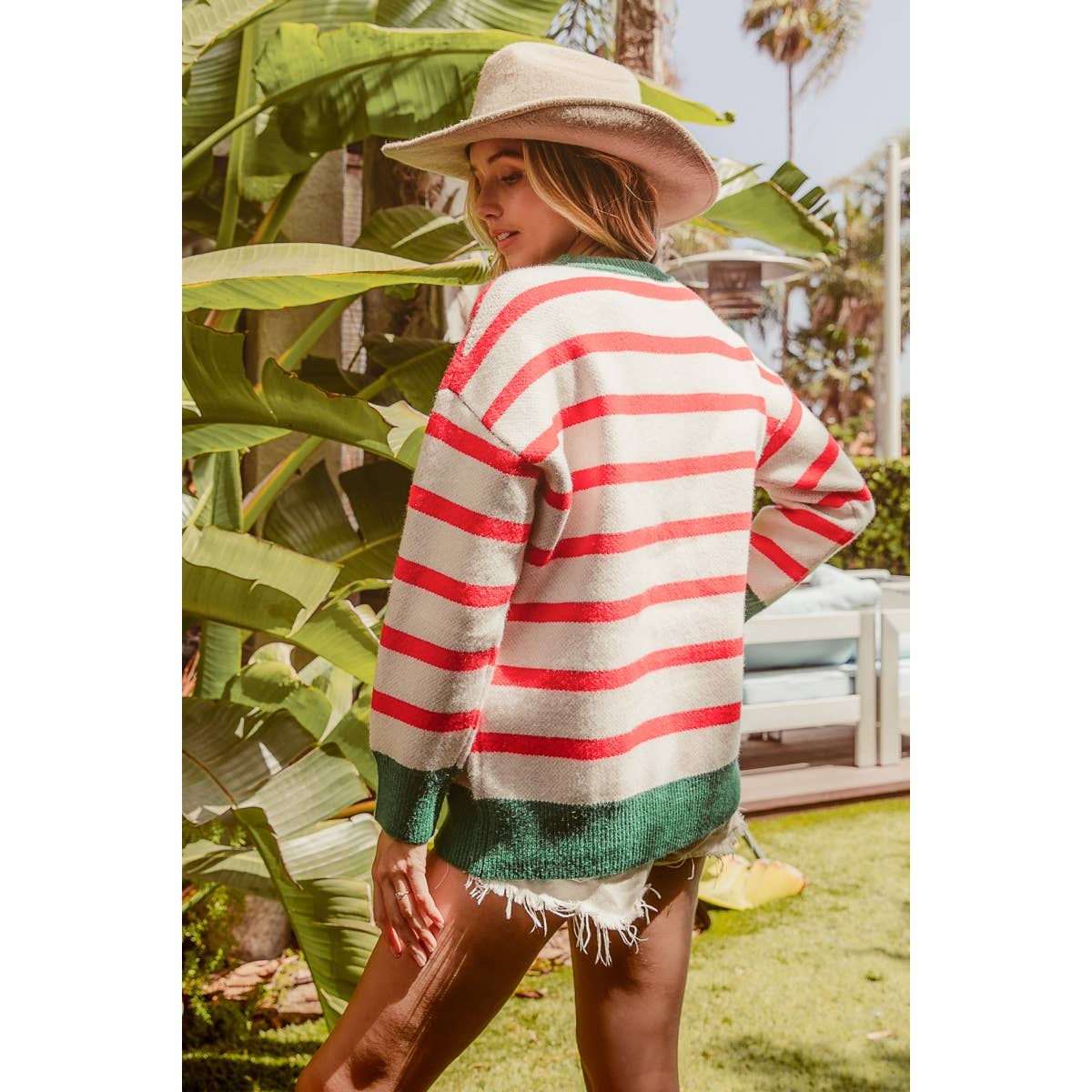 Merry and Bright Striped Christmas Sweater