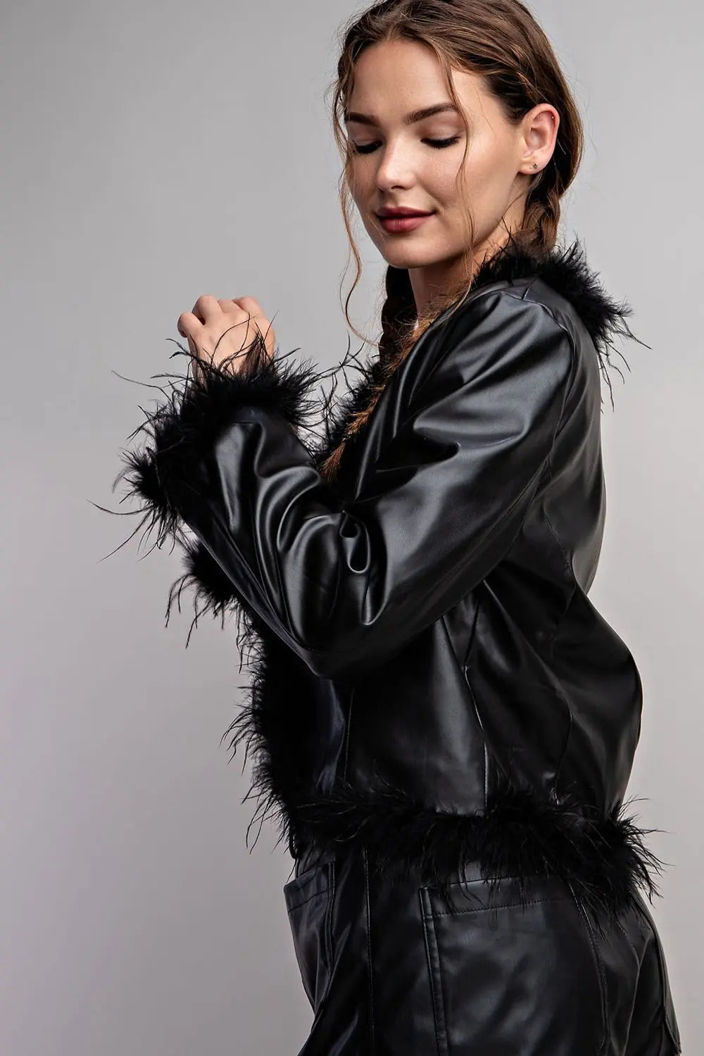 Ruffle Some Feathers Black Jacket