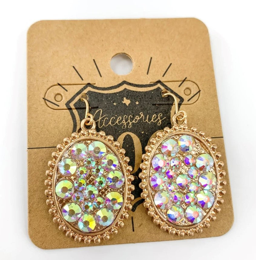 Pink Panache Accessories 806 Oval Rhinestone Earrings